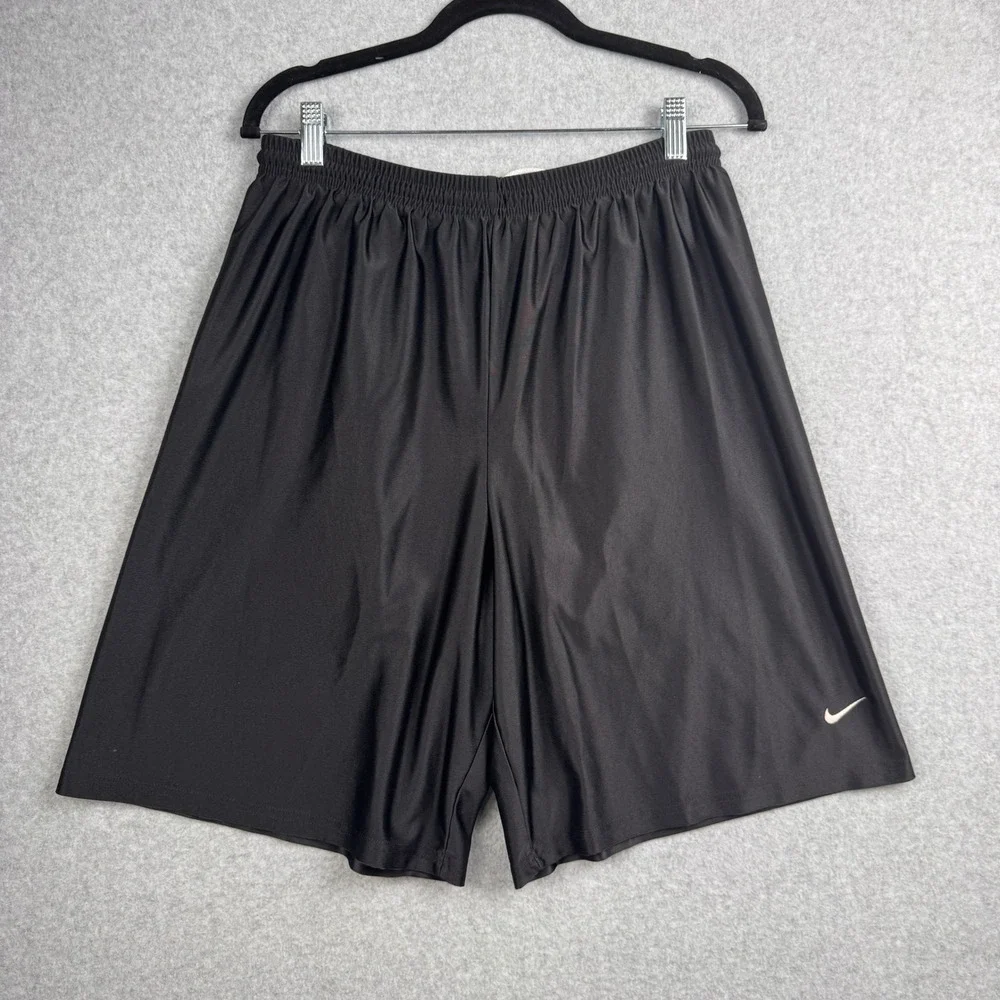 Nike Shorts Mens Large Black Dazzle Swoosh Logo Basketball Gym Athletic Pull On